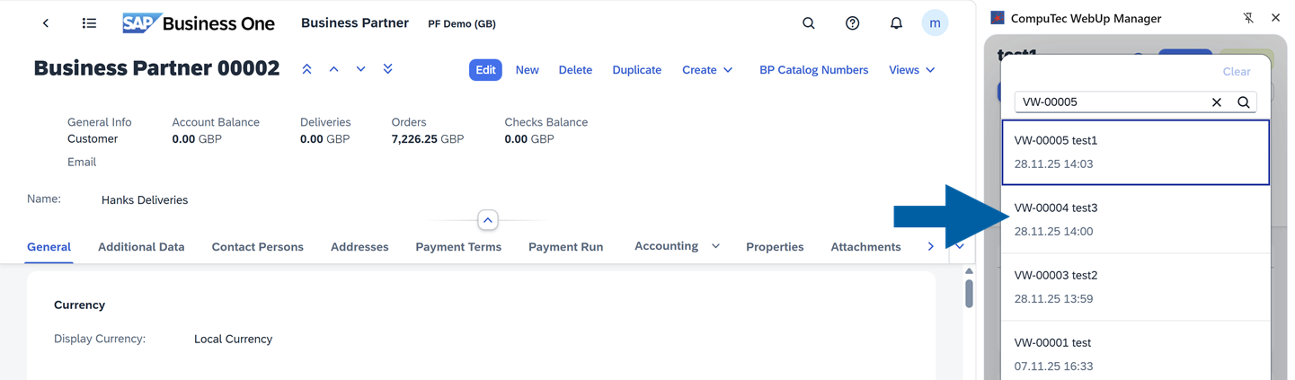 screen showing how to select a view version
