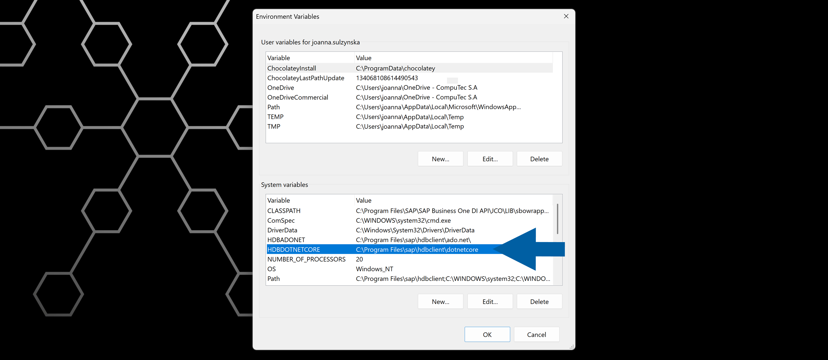 screen showing how to locate the path to the file