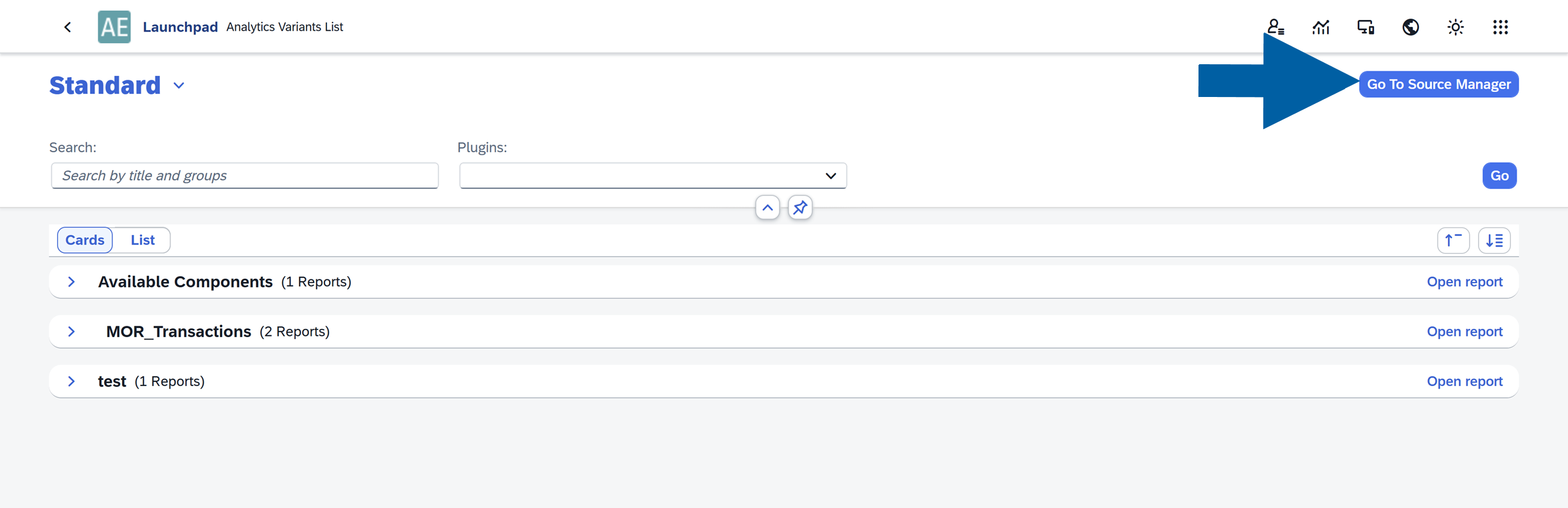 navigation to source manager