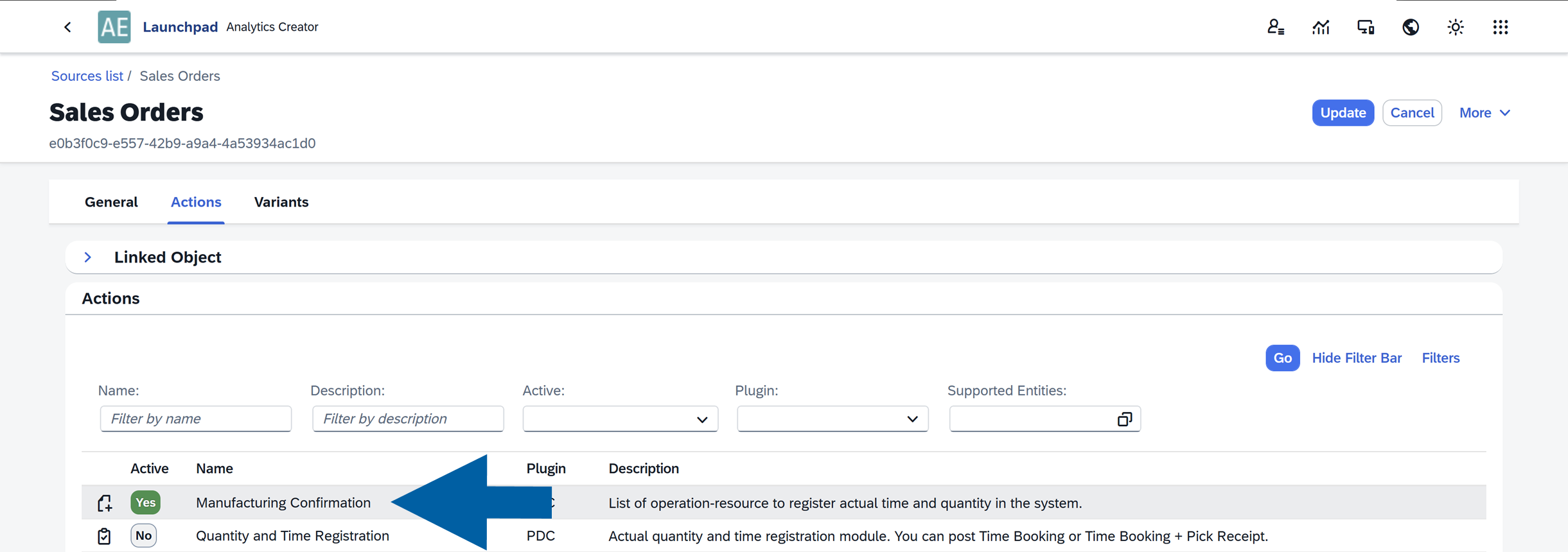 screen showing general tab