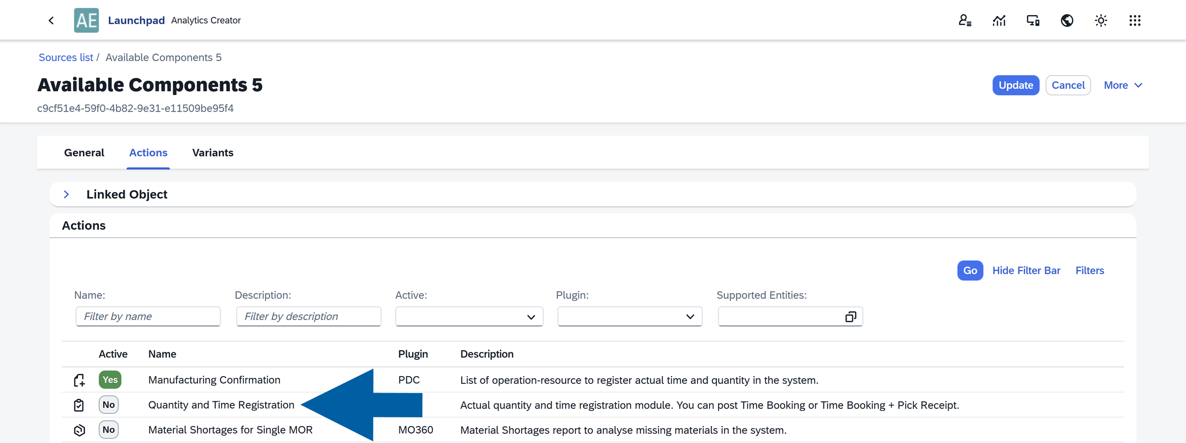 screen showing a form definitrion example