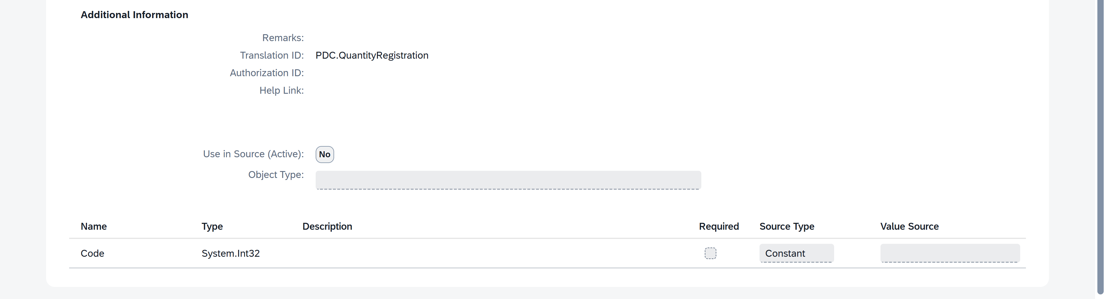 screen showing a form definitrion example