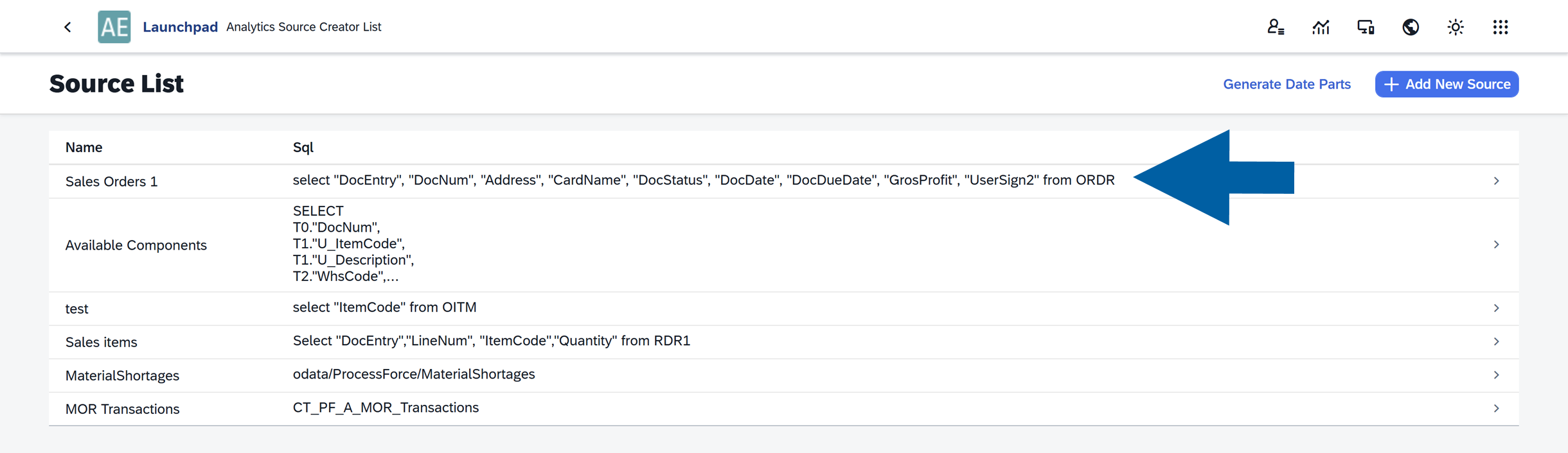 screen showing clicking on the go to source manager button