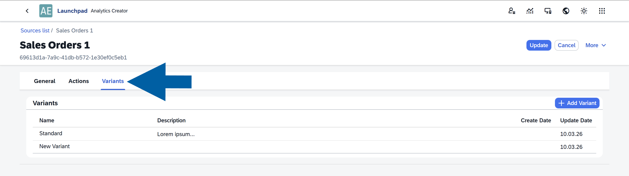 screen showing general tab