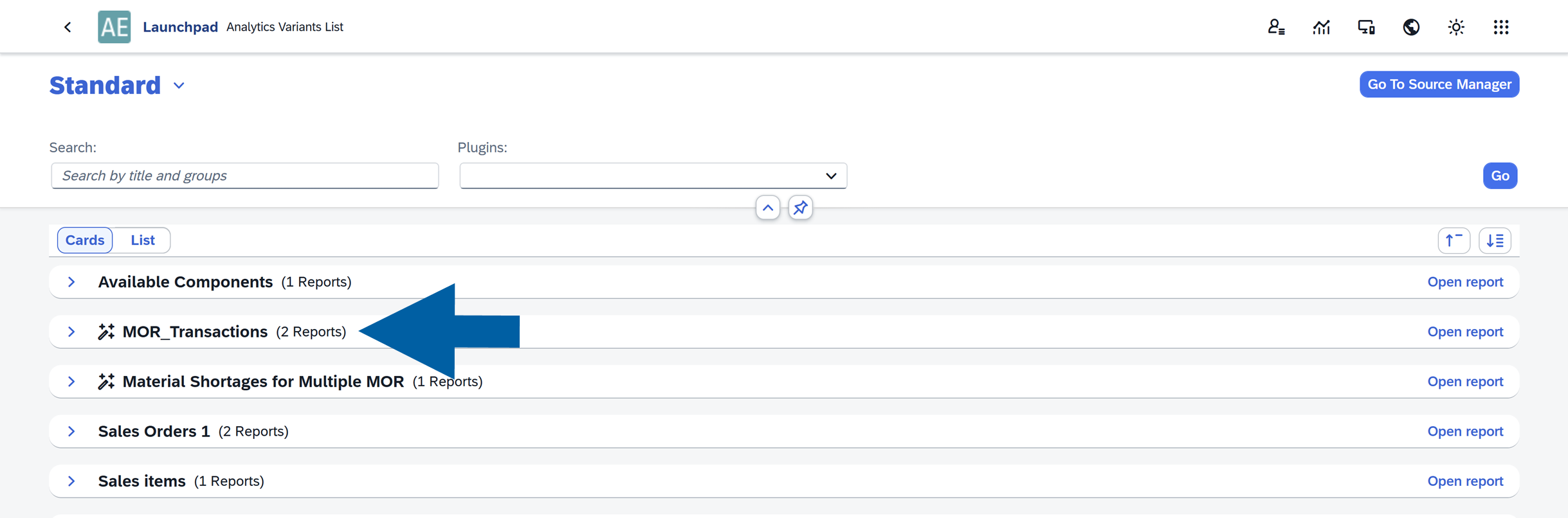 screen showing custom data source in source manager