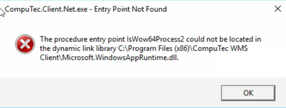 Entry Point Not Found