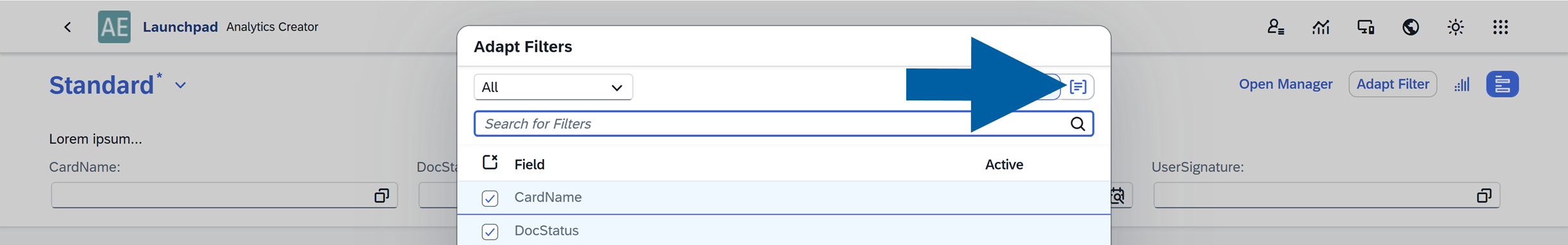 screen showing general tab