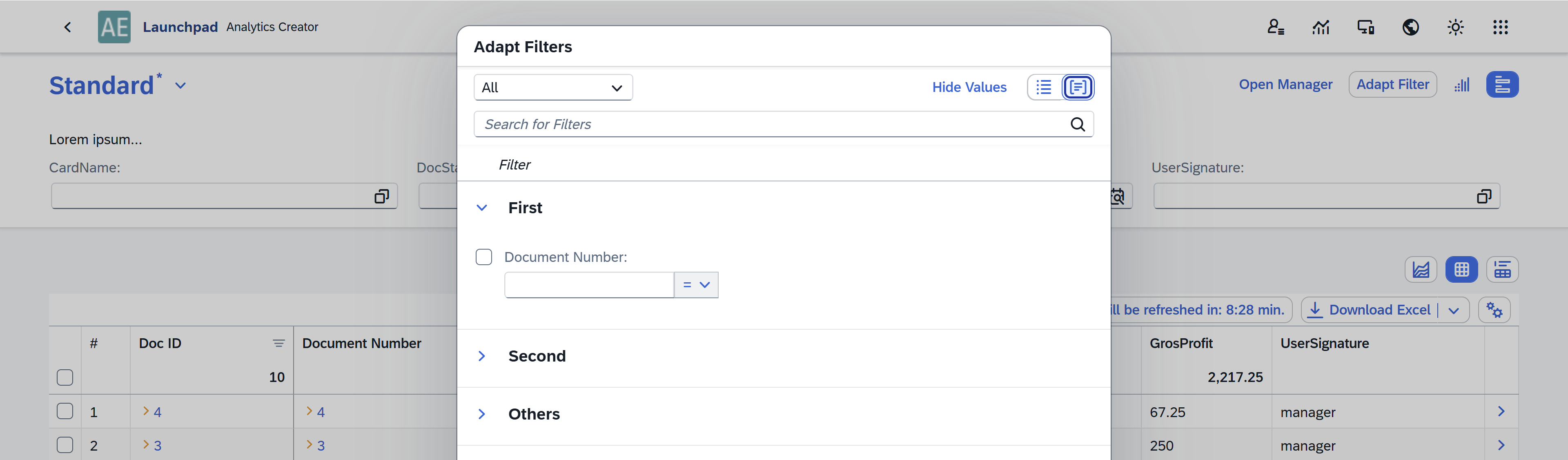 screen showing general tab