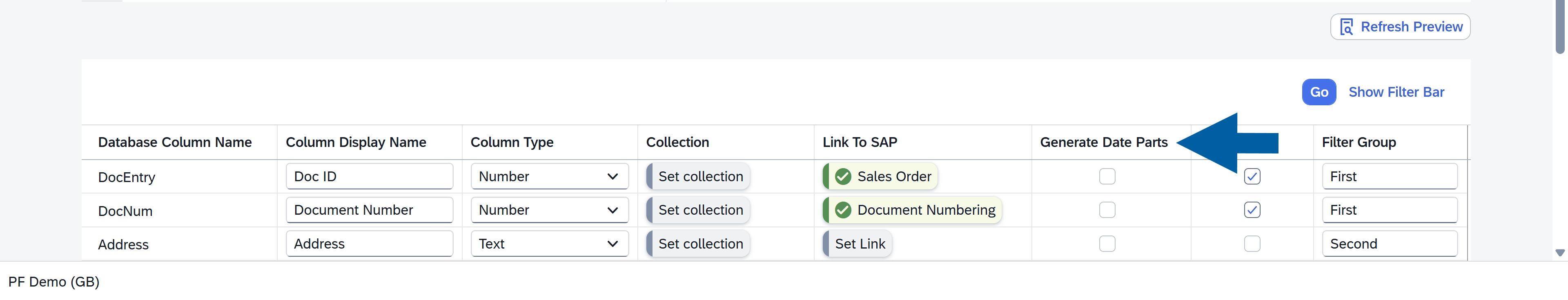 screen showing general tab