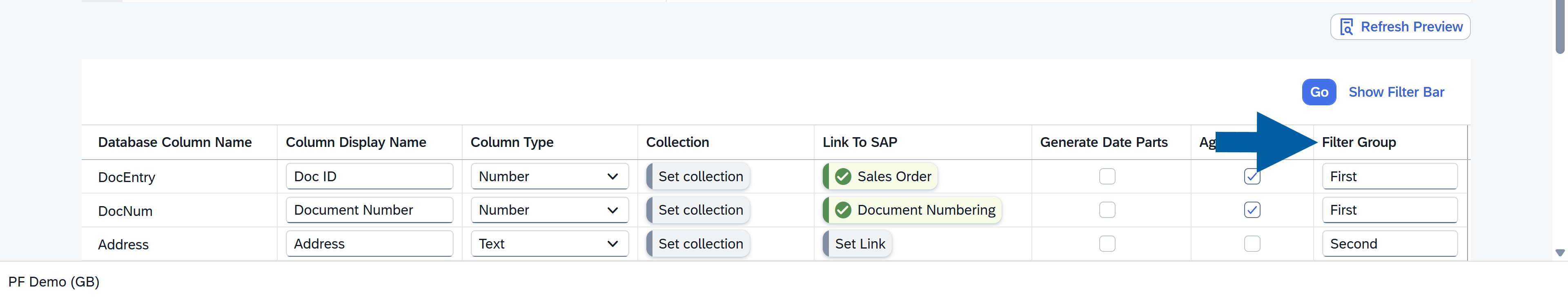 screen showing general tab