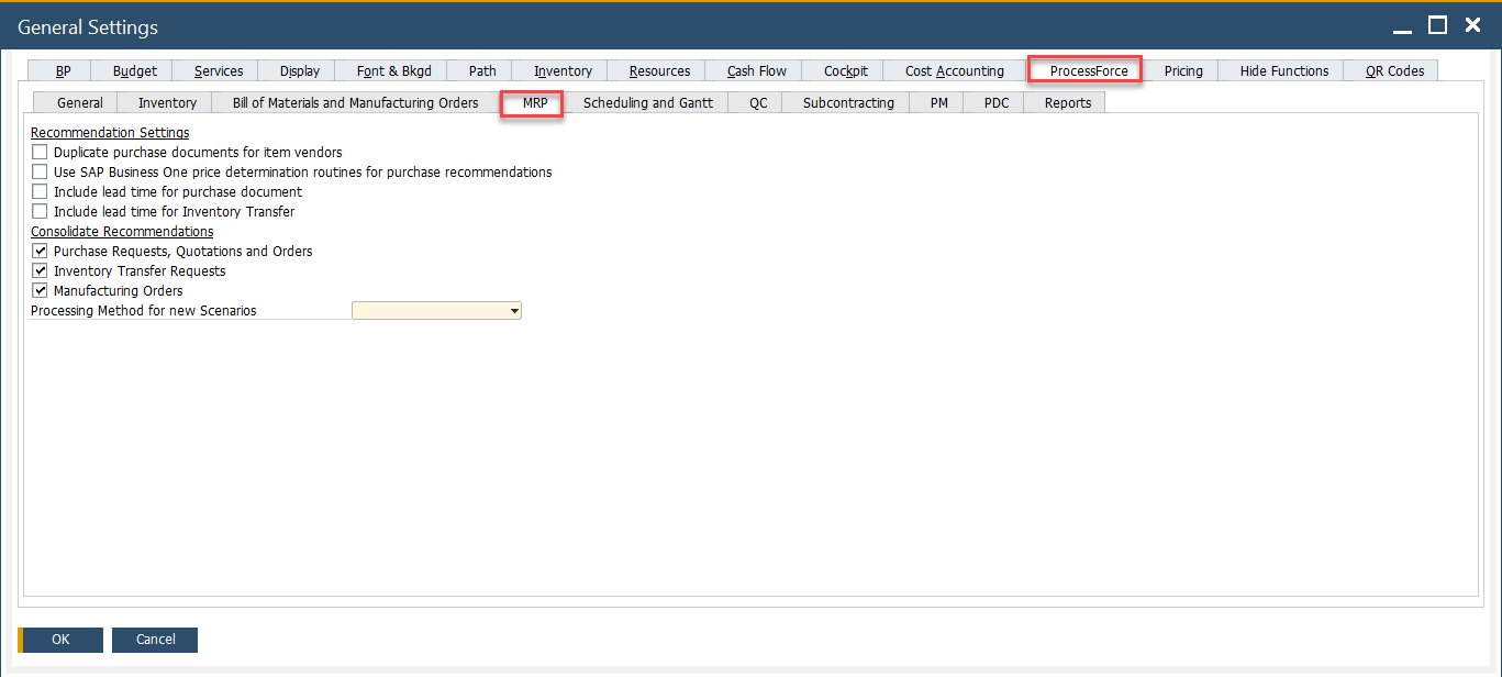 General MRP Settings