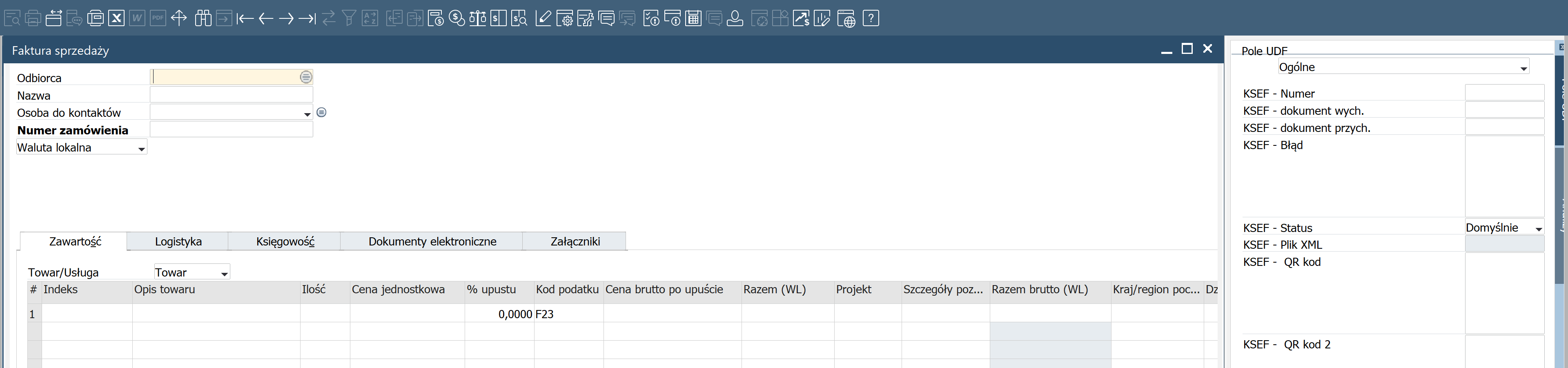 Outgoing invoice opened in SAP Business One.
