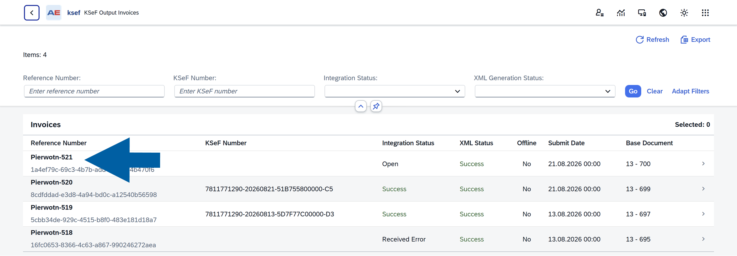 CompuTec KSeF outgoing invoice details page.