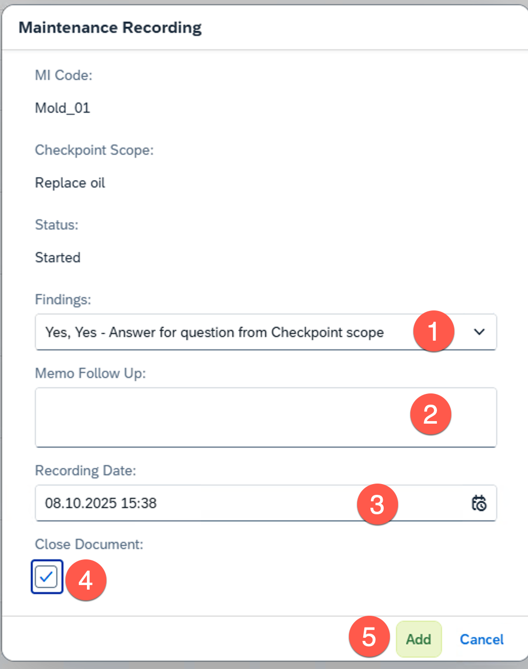 Maintenance Recording