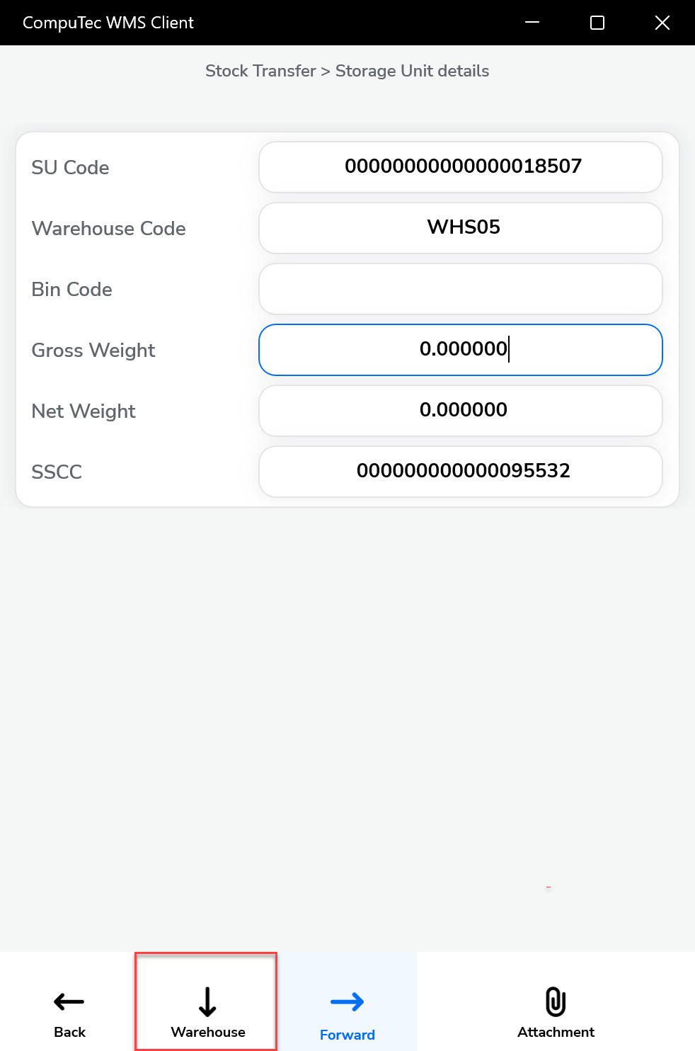 Storage Unit details
