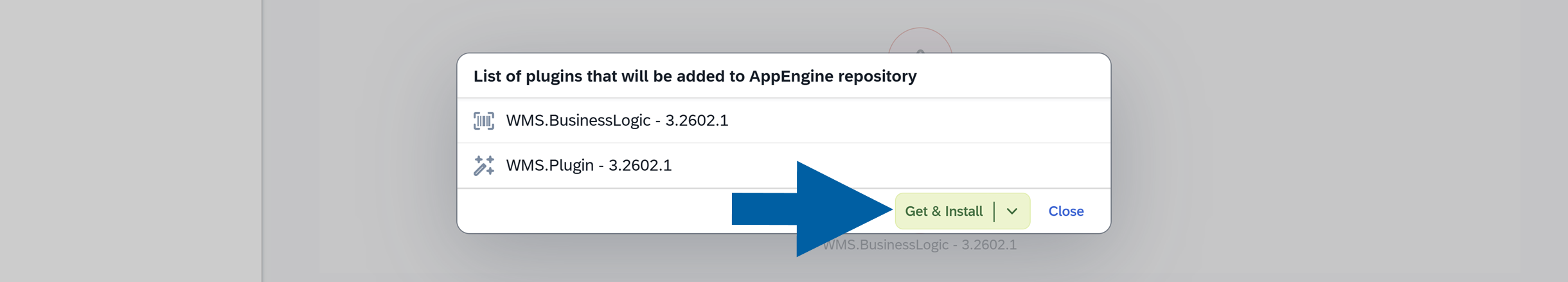 click get &amp; install next to a chosen plugin version