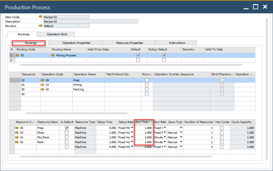 Production Process Runtime
