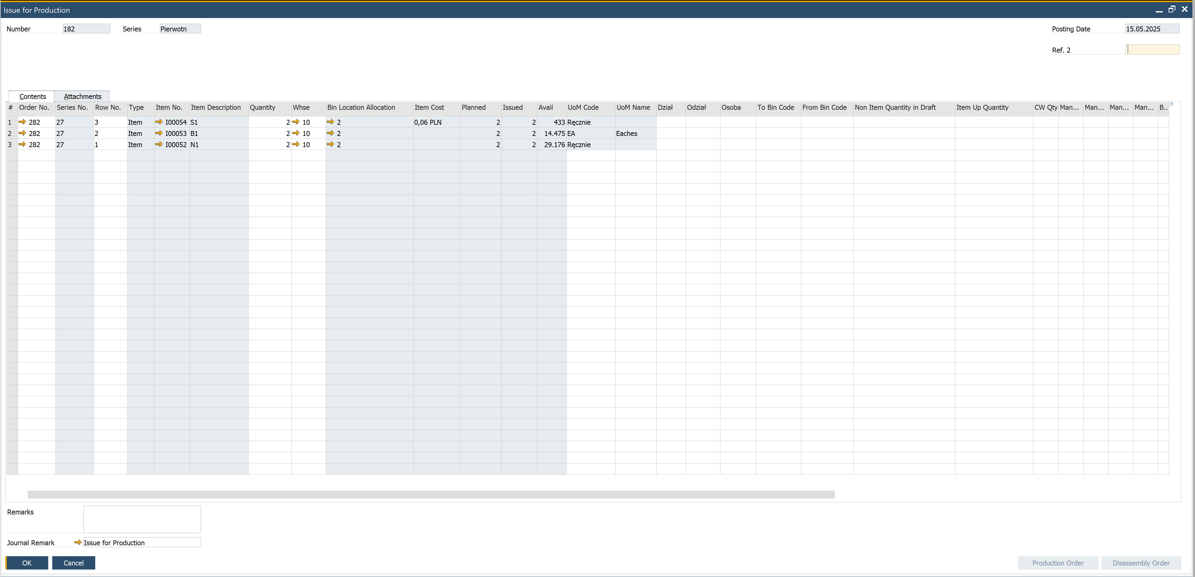 Issue for Production