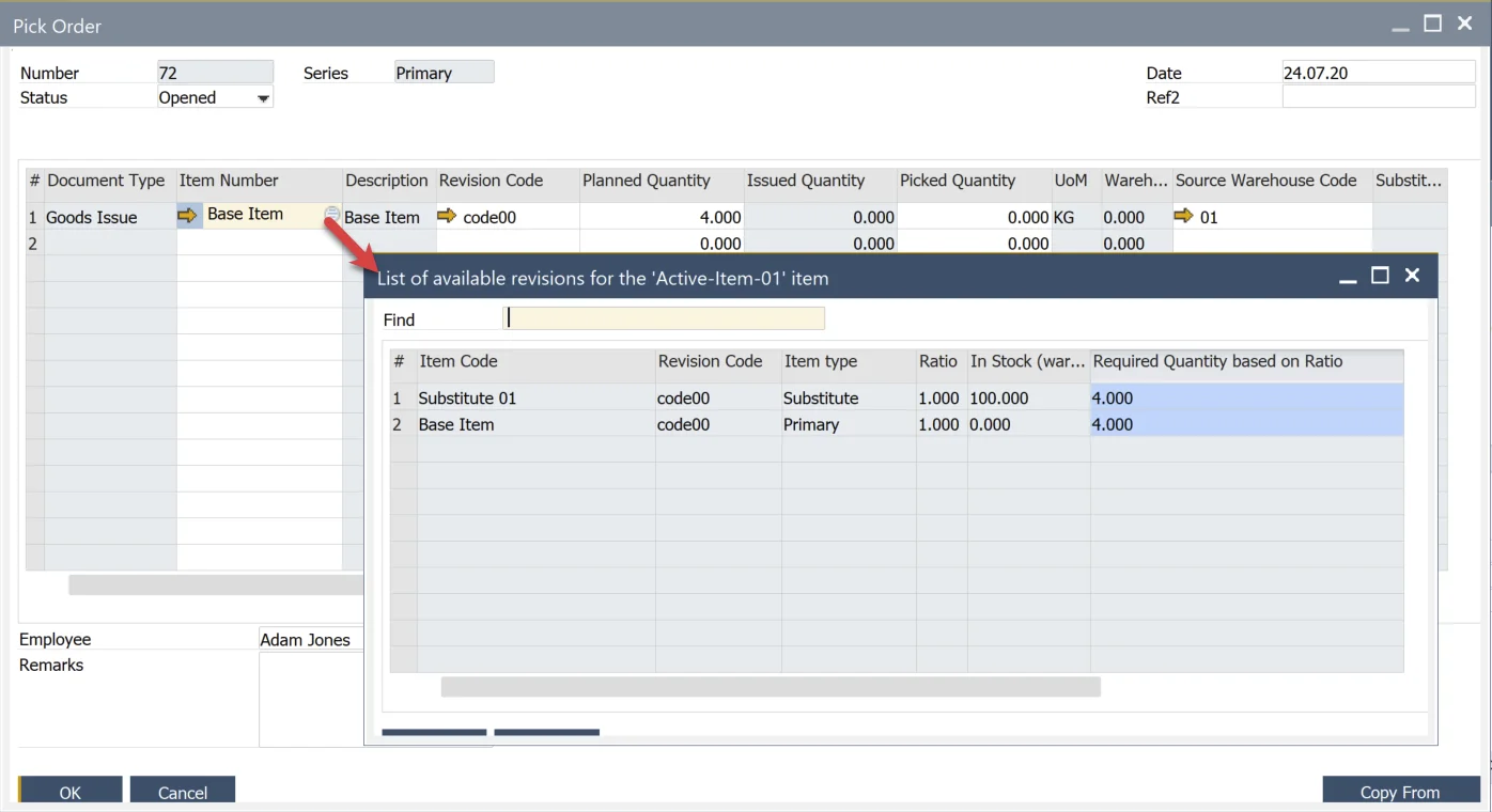 Pick Order Substitution