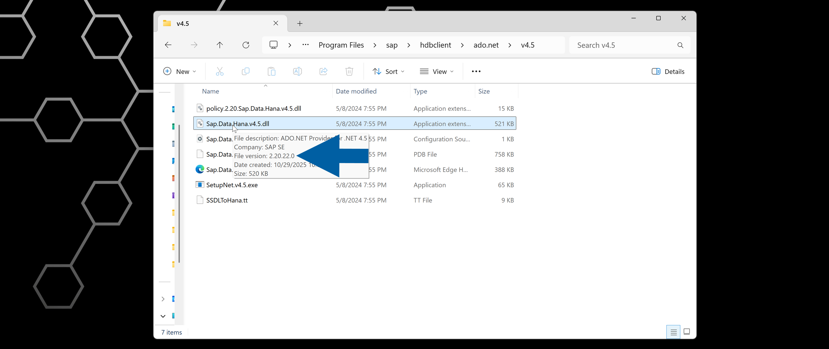 a screen showing how to check the file version