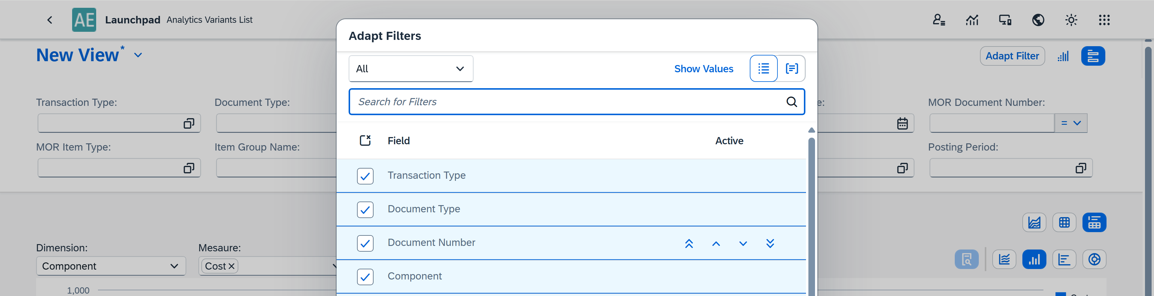 screen showng the Adapt filter edition