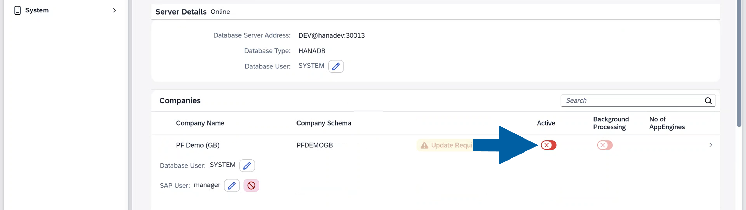 a screen showing company activation