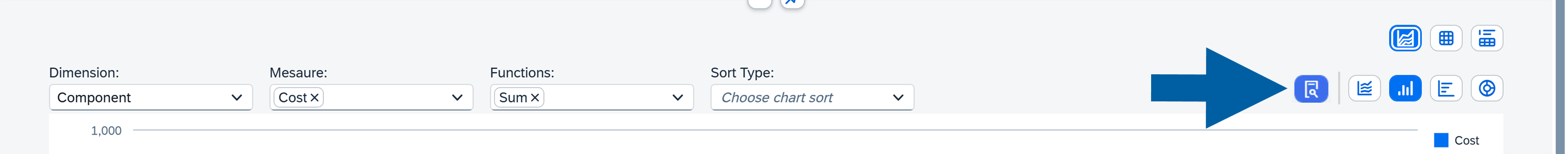 screen showng the chart options