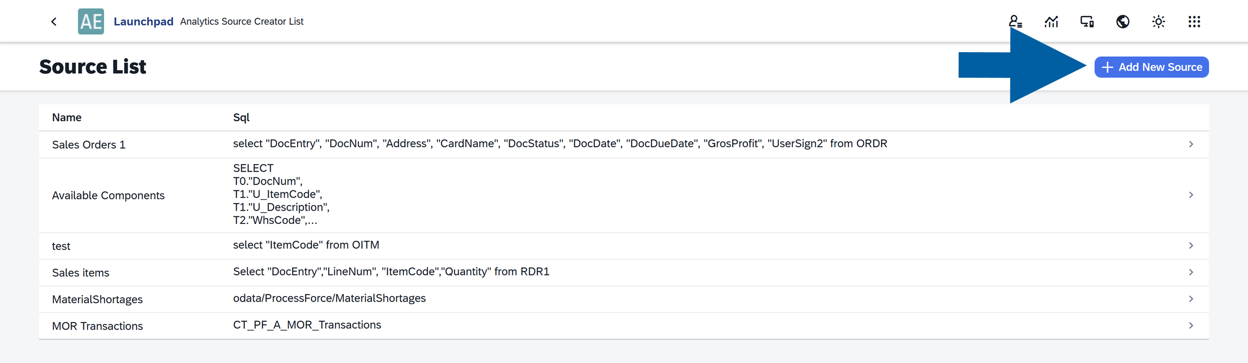 screen showing clicking on the go to source manager button