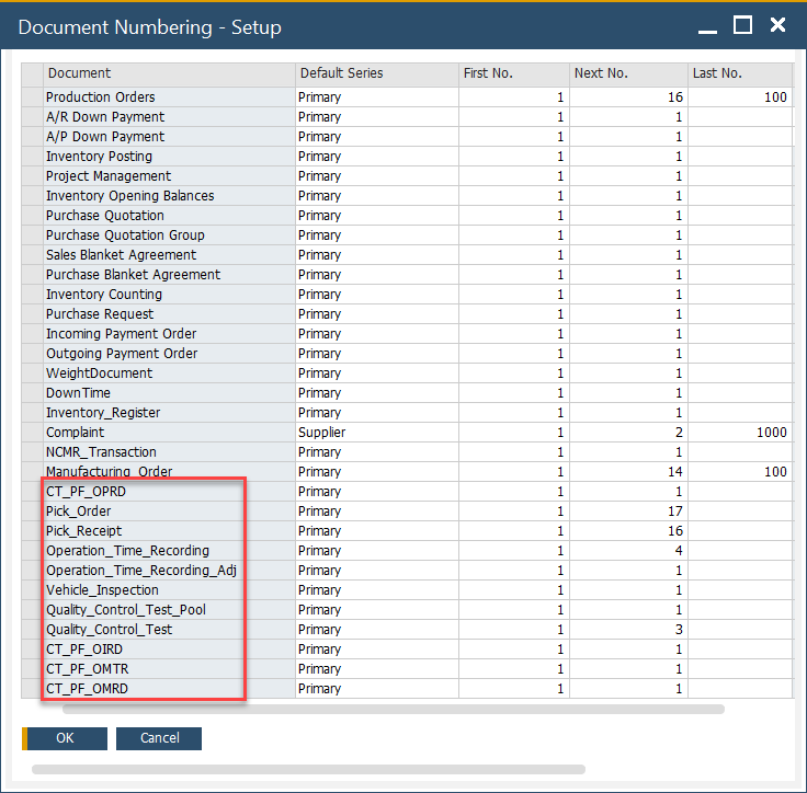 Document Numbering Transactions