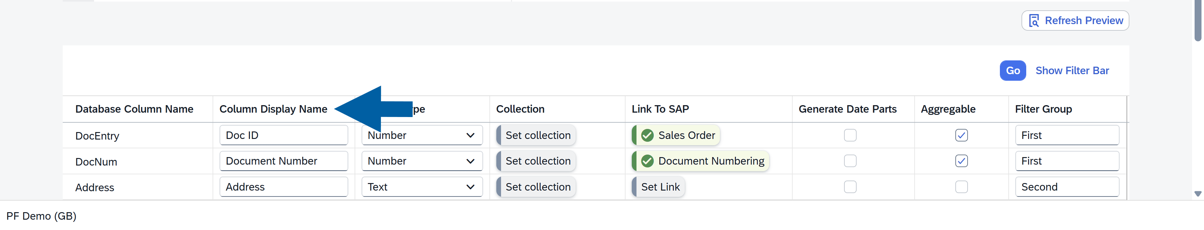 screen showing general tab
