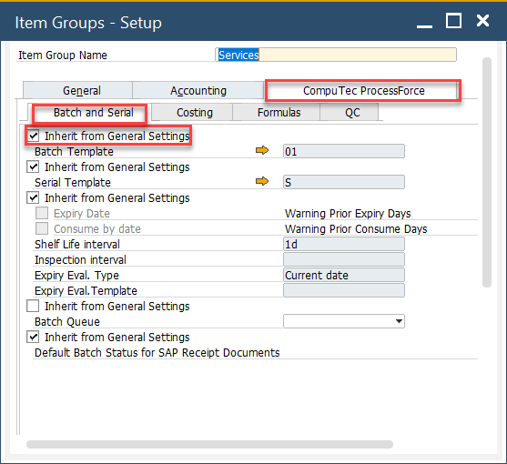Inherit from General Settings