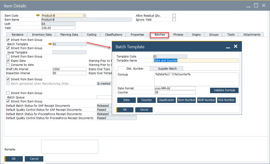 Pick Receipt for a Batch Managed Items