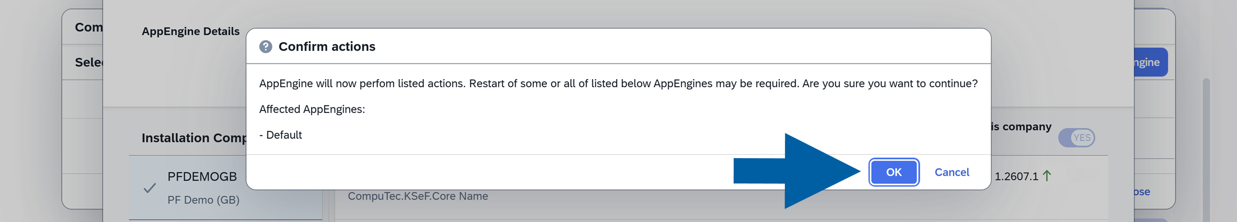 Plugin installation confirmation dialog with an OK button