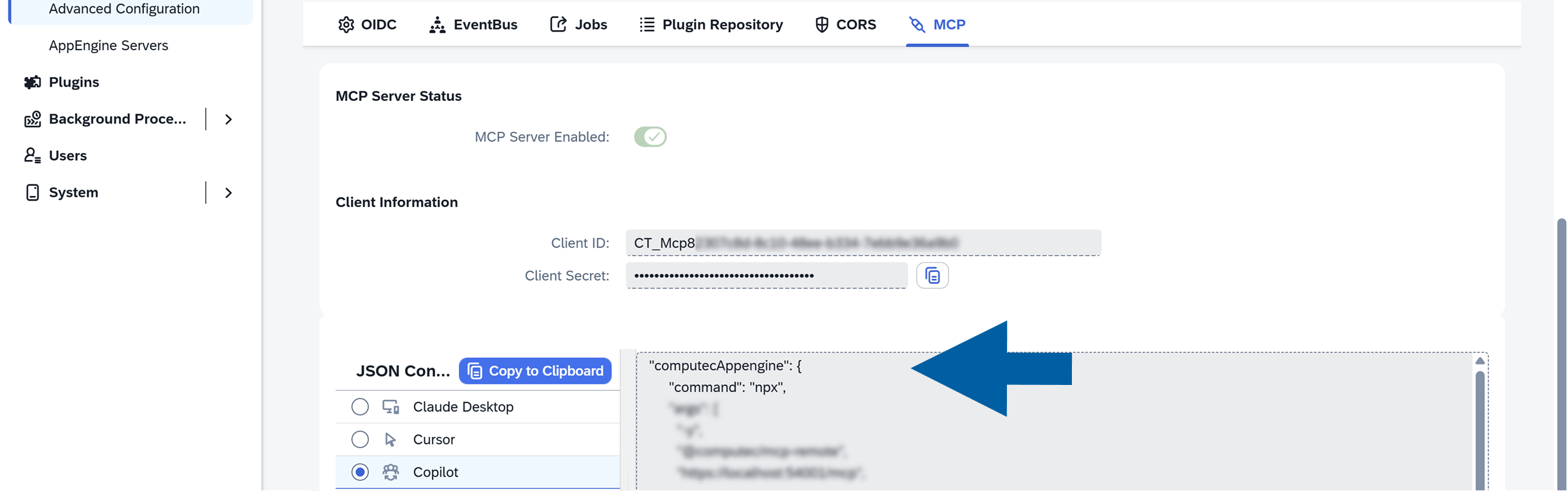 copy the configuration