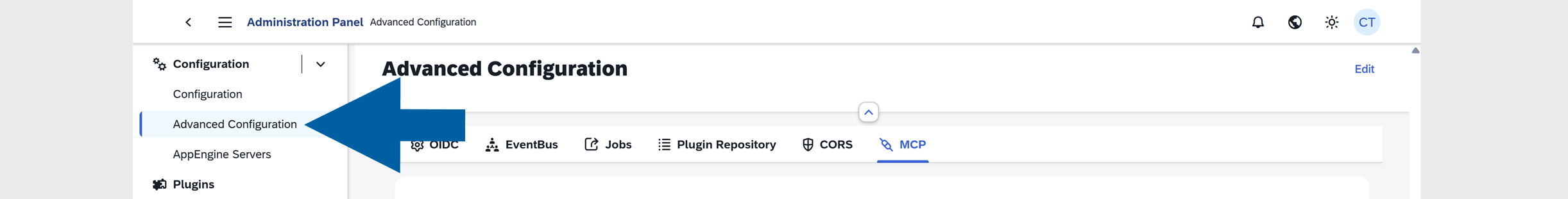 go to Advanced Settings of CompuTec AppEngine Administration Panel