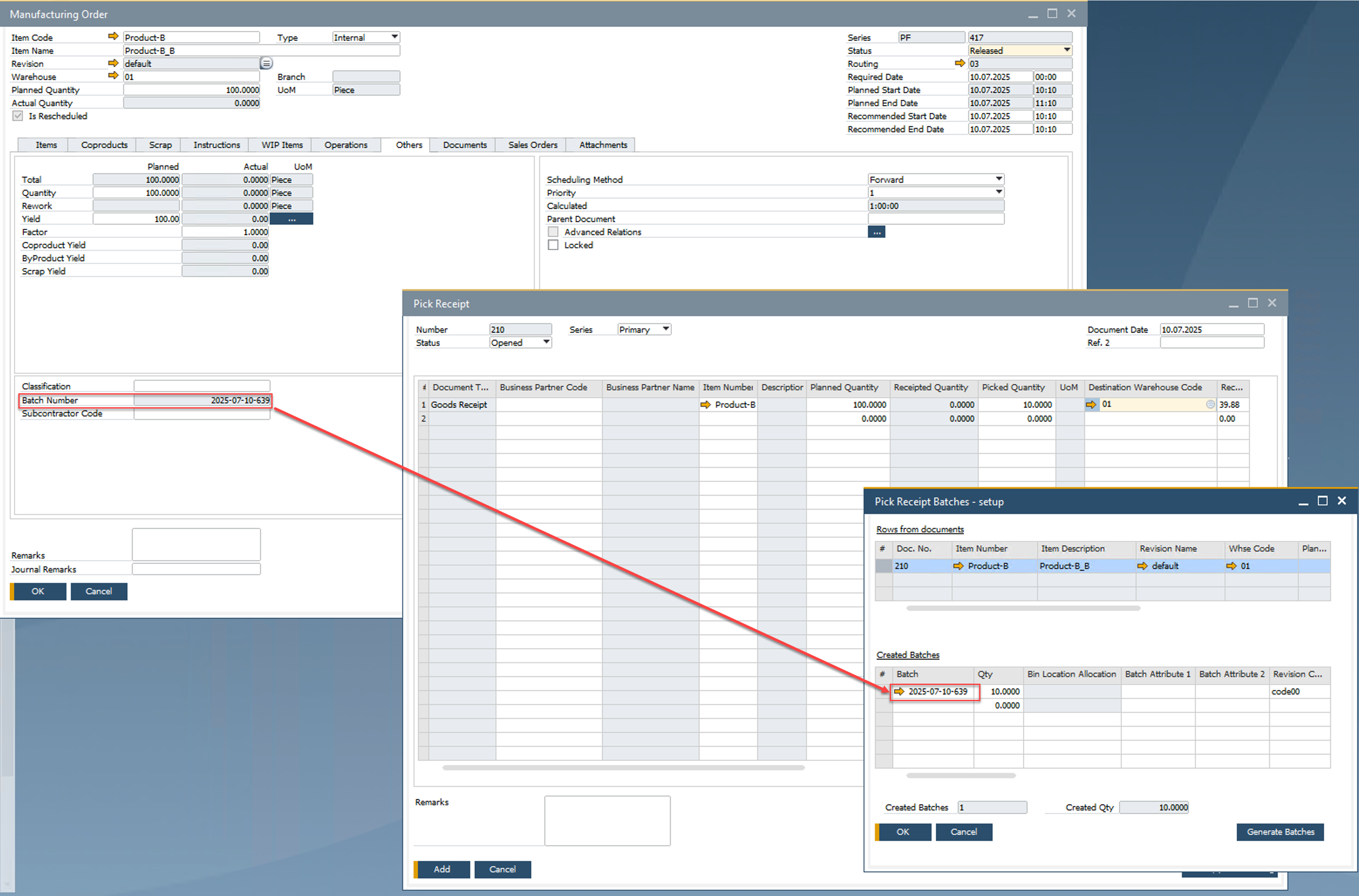 Pick Receipt Batches - Setup