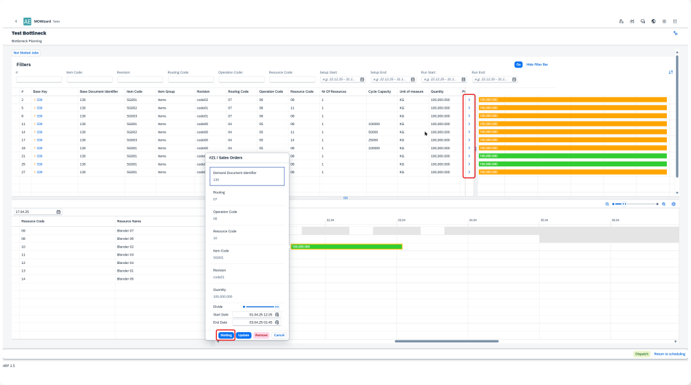 Calling Slotting Panel
