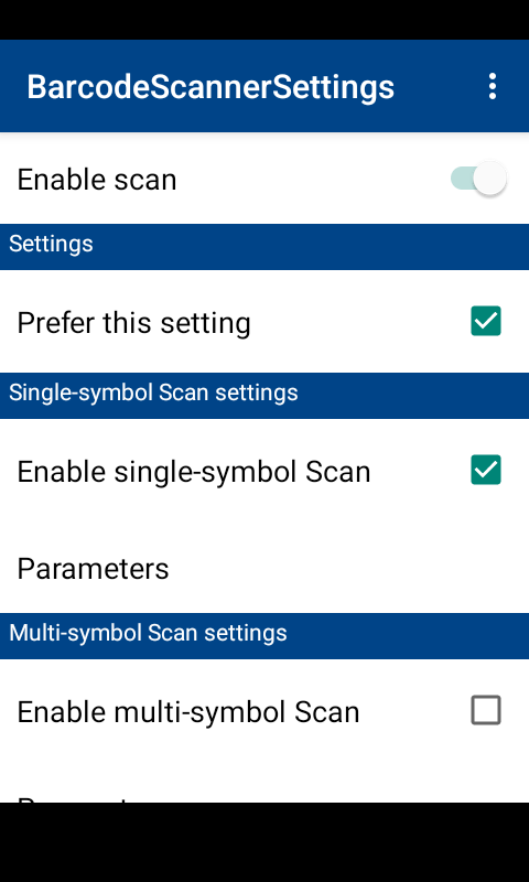 Barcode Scanner Settings