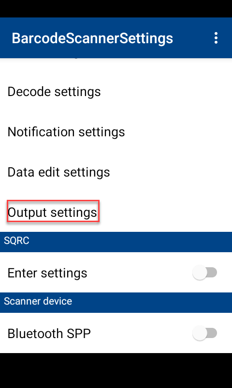 Barcode Scanner Settings