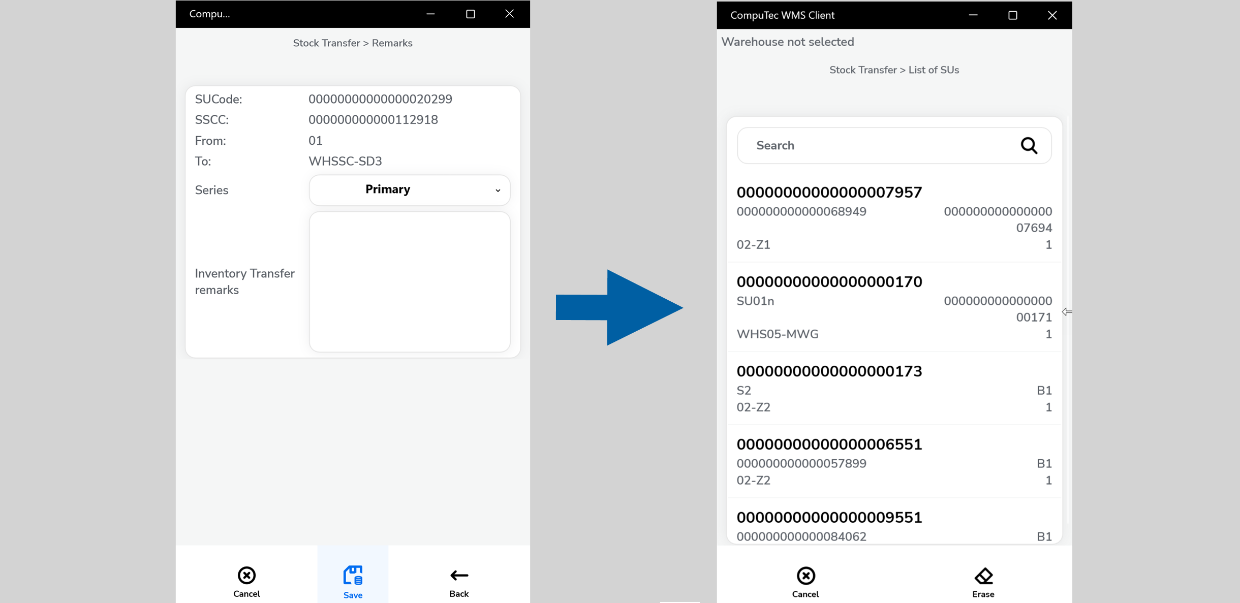 SU Trasnfer- Skip remarks- before and after screen