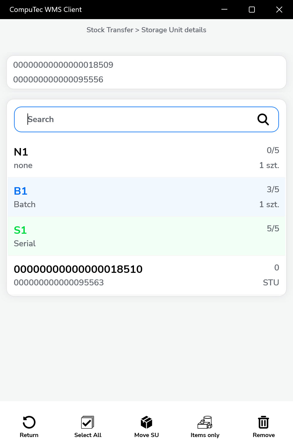 Storage Unit Details