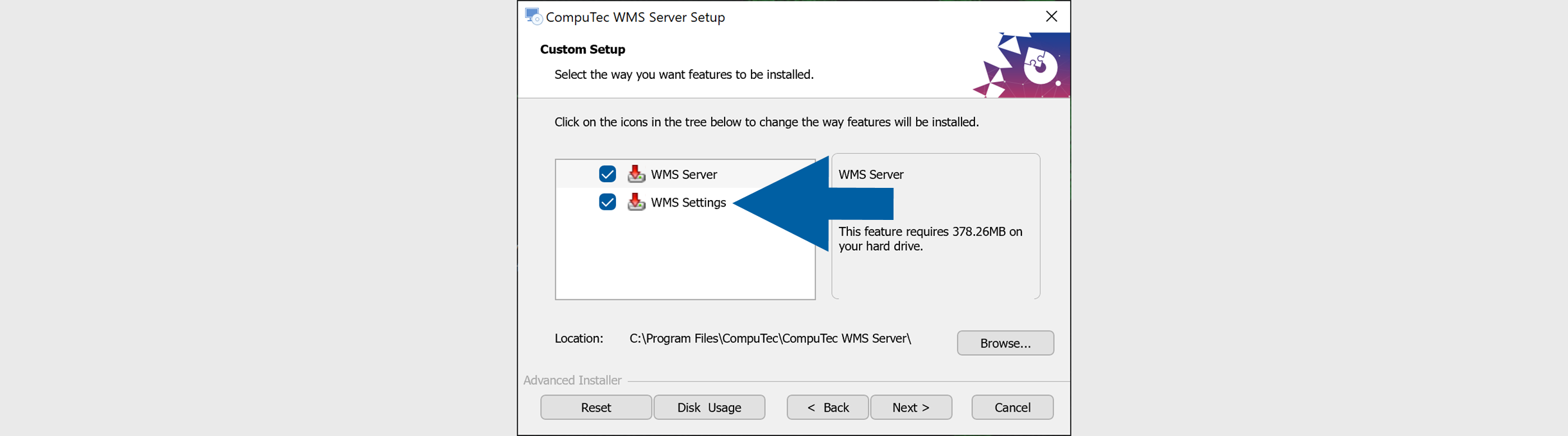 Install WMS settings only